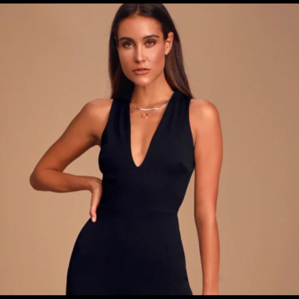 Lulu’s Thinking Out Loud Black Backless Jumpsuit